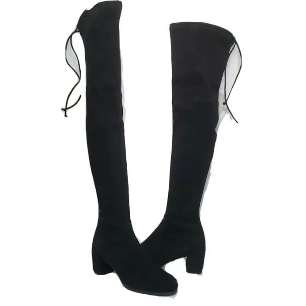Stuart Weitzman women OTK boots Hinterland black suede heel sz 8.5 new